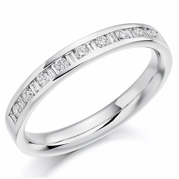 Francis & Gaye 0.25ct Round and Baguette Cut Diamond Half Eternity Ring