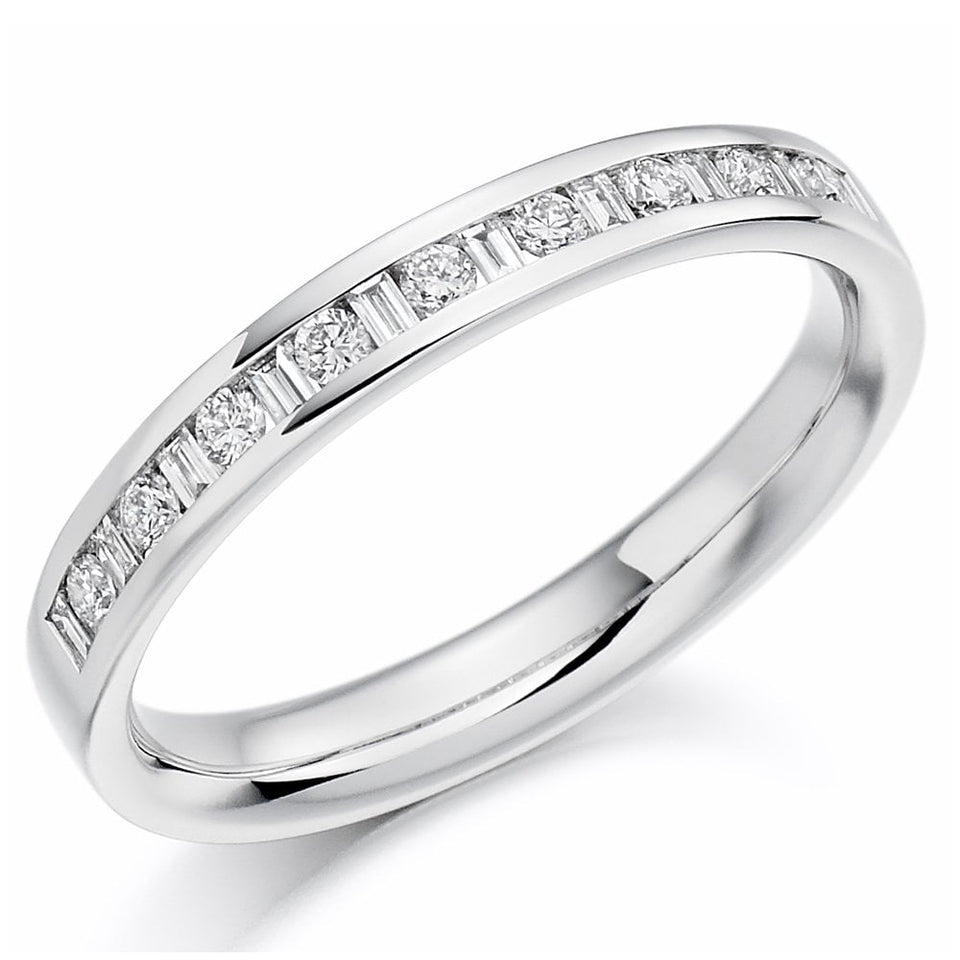 Francis & Gaye 0.25ct Round and Baguette Cut Diamond Half Eternity Ring
