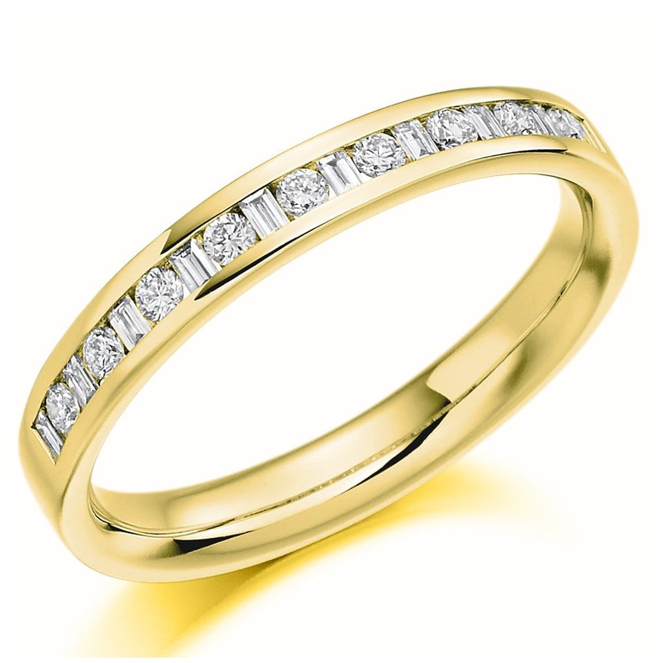Francis & Gaye 0.25ct Round and Baguette Cut Diamond Half Eternity Ring