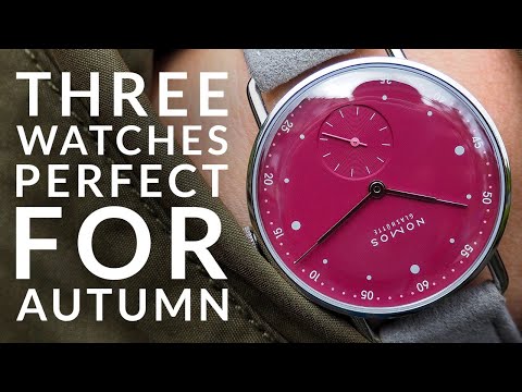 NOMOS Glashütte Metro 33 Muted Red Dial Hand Wound Watch | Exhibition Caseback