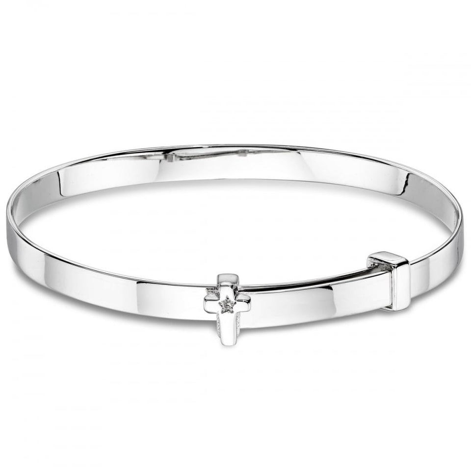 Little Star Children's Honor Diamond Cross Expander Baby Bangle