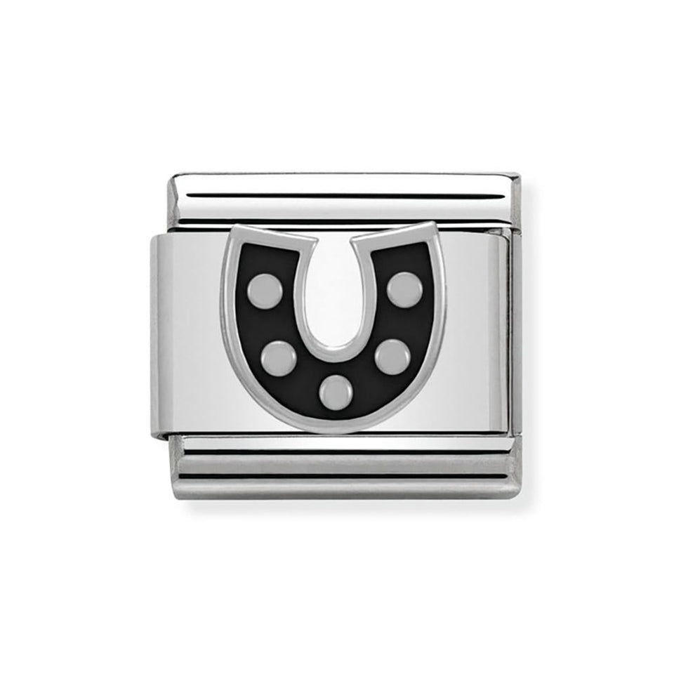 Nomination CLASSIC Silvershine Black Horseshoe Charm