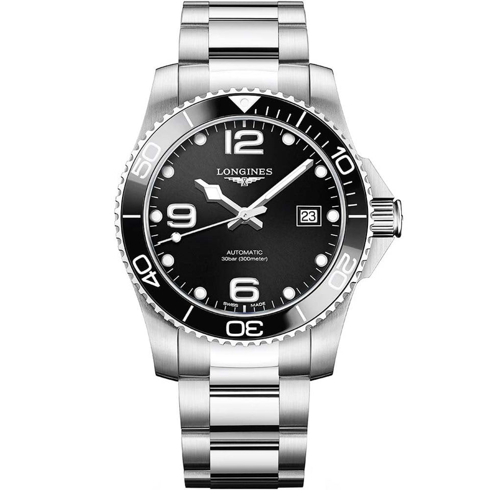 Longines Men's HYDROCONQUEST 41mm Automatic Black Ceramic Bezel Watch