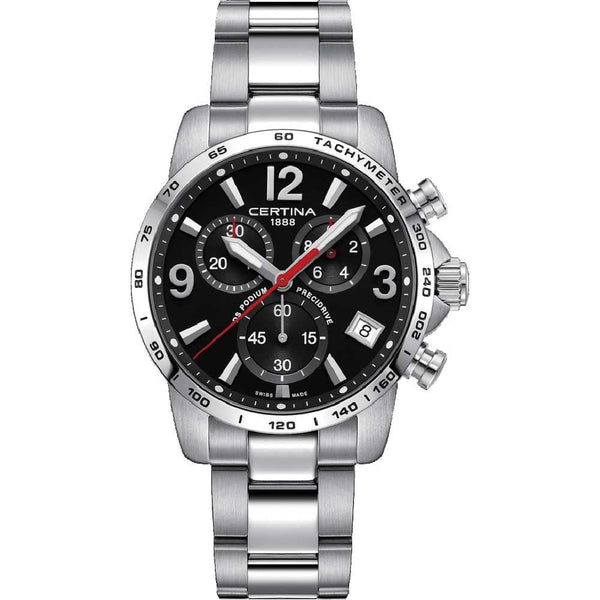 Certina DS PODIUM Chronograph 1-10 Sec 41mm Bracelet Watch | Black Dial