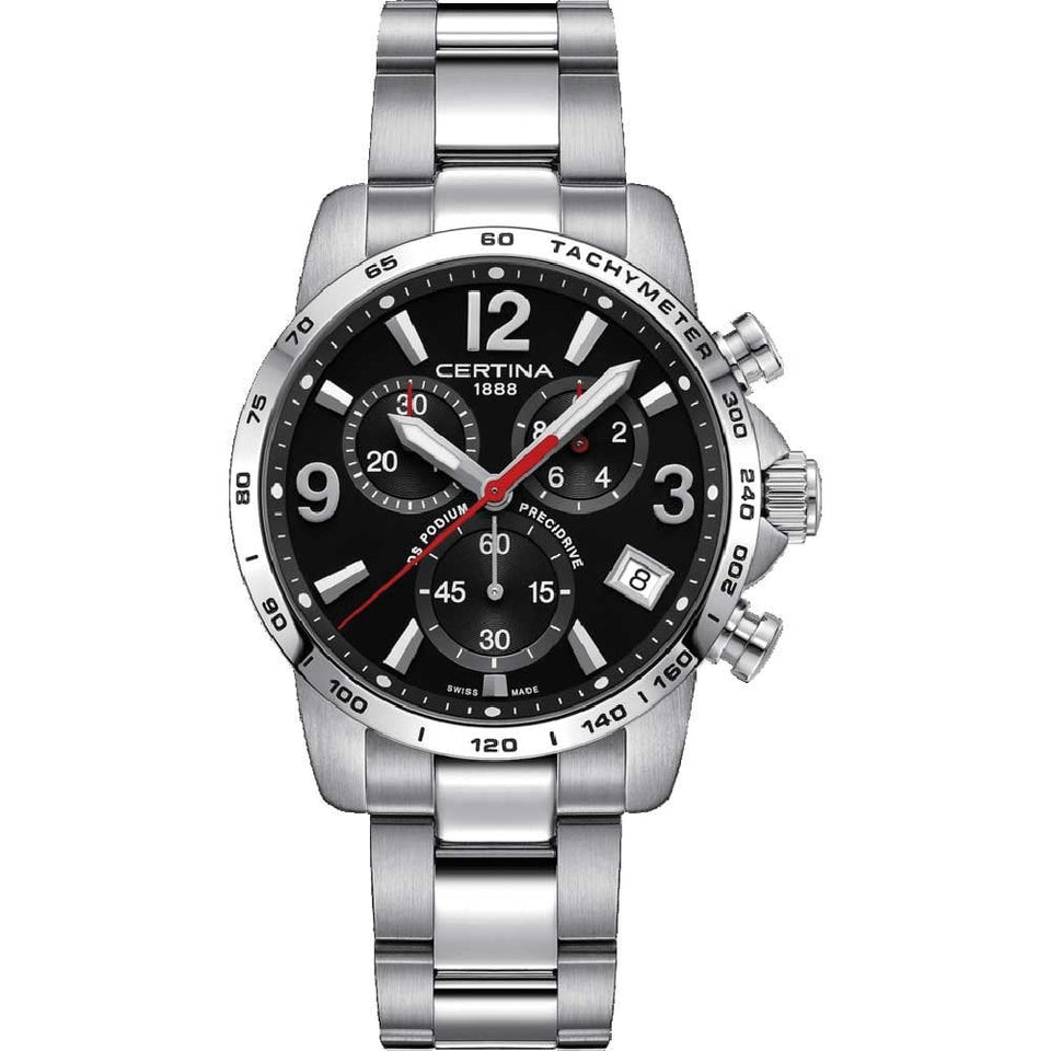 Certina DS PODIUM Chronograph 1-10 Sec 41mm Bracelet Watch | Black Dial