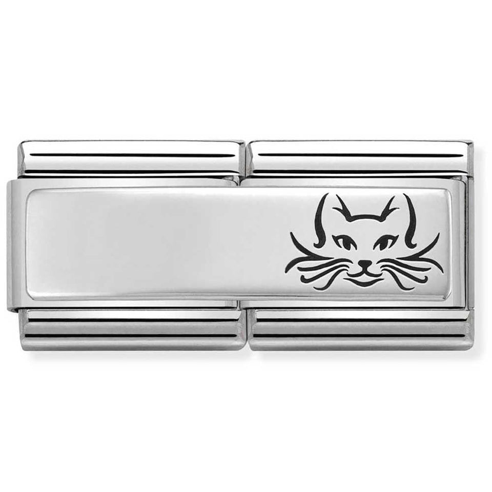 Nomination CLASSIC Silvershine Engravable Double Cat Charm