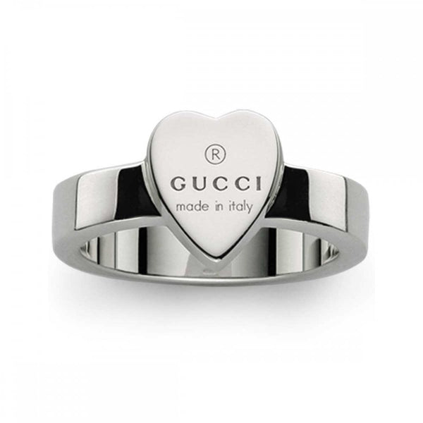 Gucci Trademark Engraved Heart Sterling Silver Ring