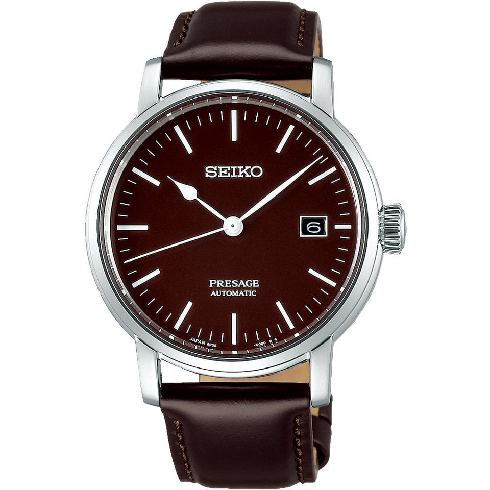 Seiko Presage Men's Chocolate Brown Enamel Dial Automatic Watch