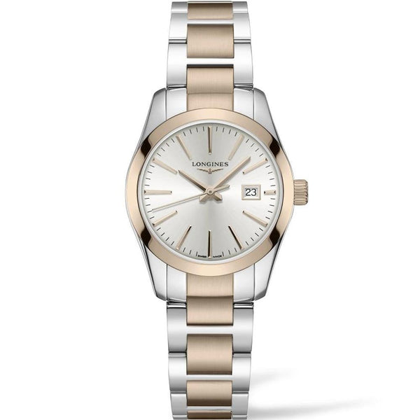 Longines Ladies CONQUEST CLASSIC 29.5mm Steel & Rose Quartz Watch