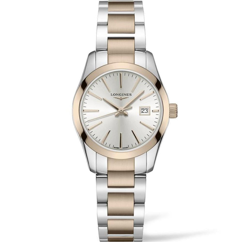 Longines Ladies CONQUEST CLASSIC 29.5mm Steel & Rose Quartz Watch