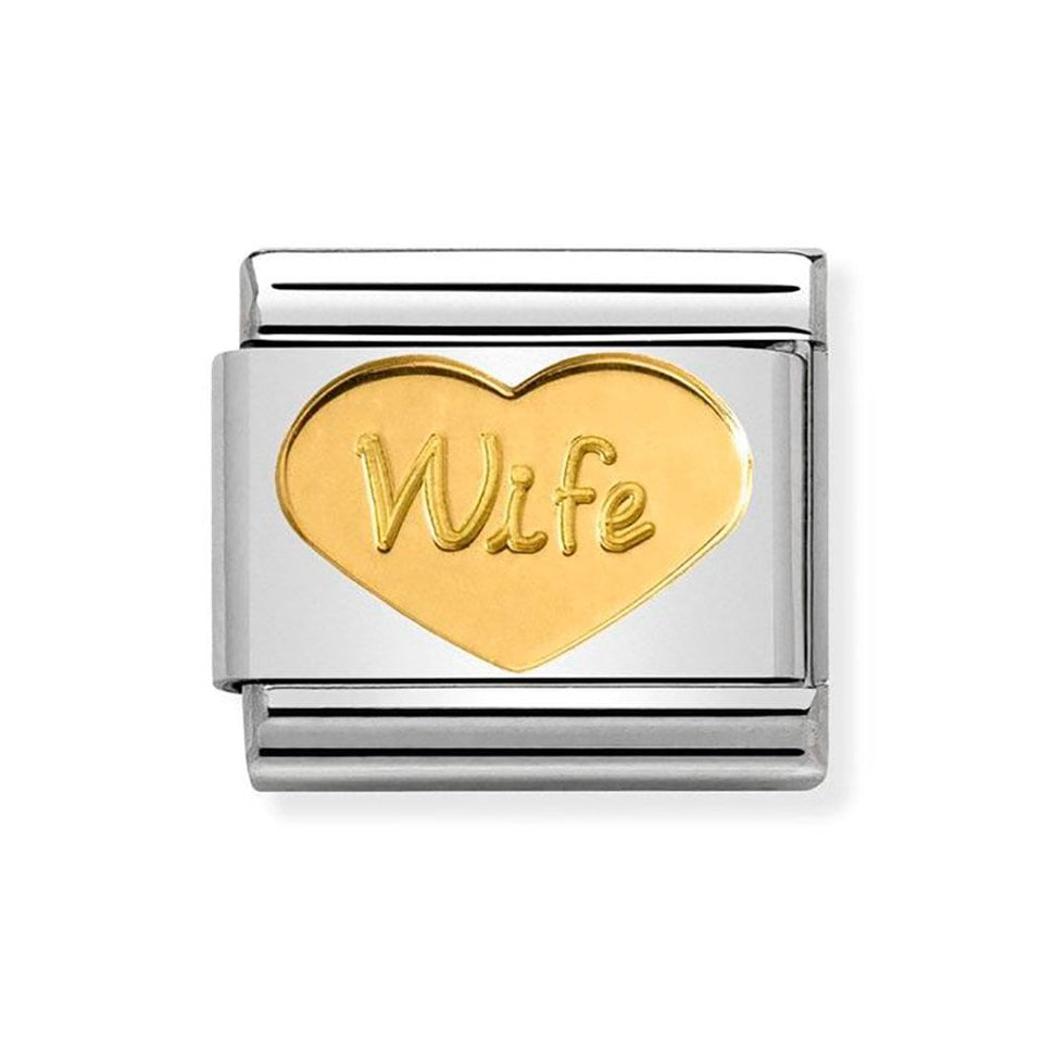 Nomination CLASSIC Gold 'WIFE' Heart Charm