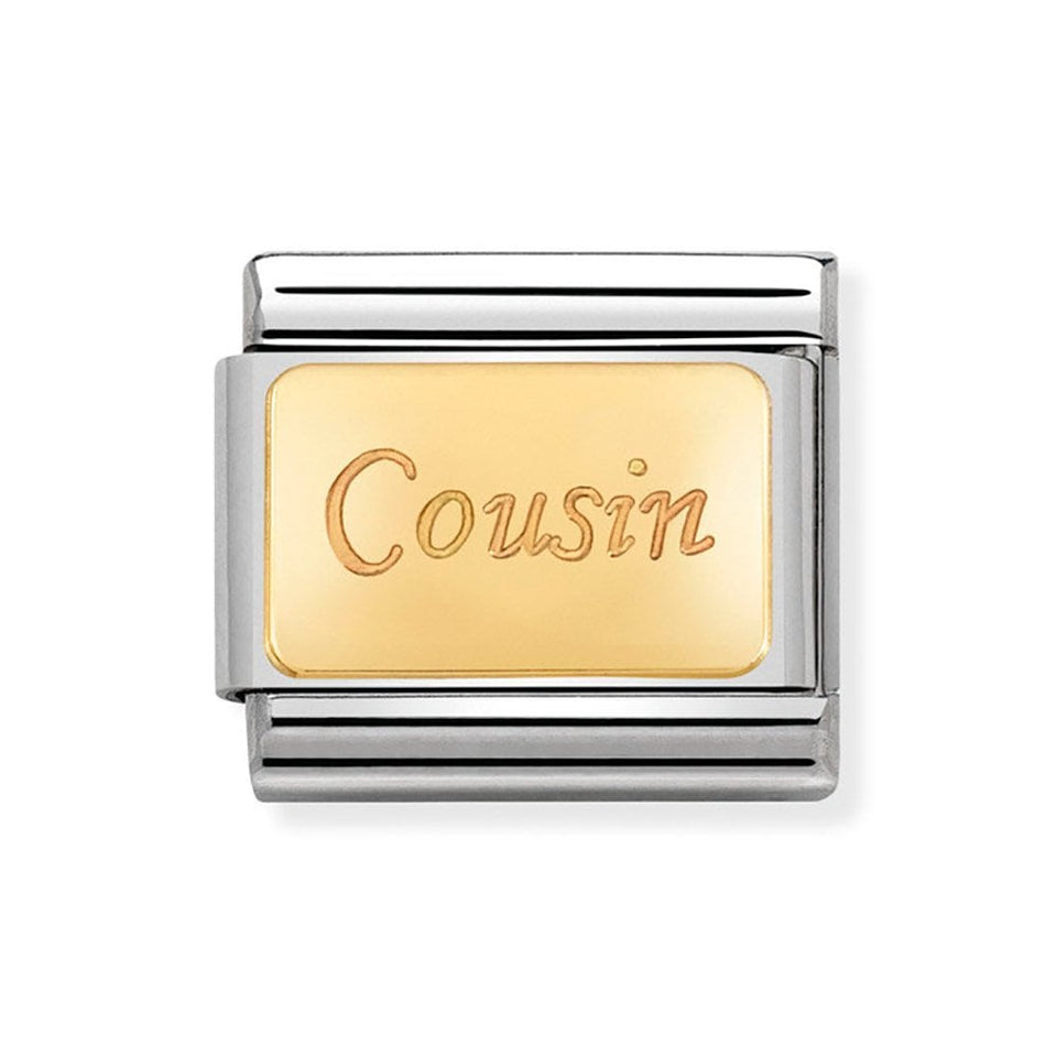 Nomination CLASSIC Gold 'COUSIN' Script Charm