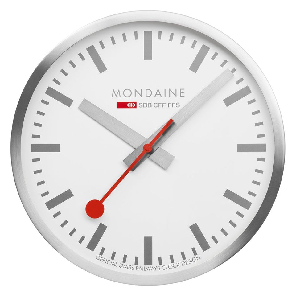 Mondaine Silver Kitchen Wall Clock, 40cm