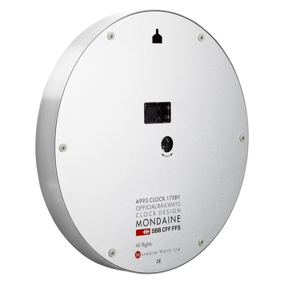 Mondaine Silver Kitchen Wall Clock, 40cm