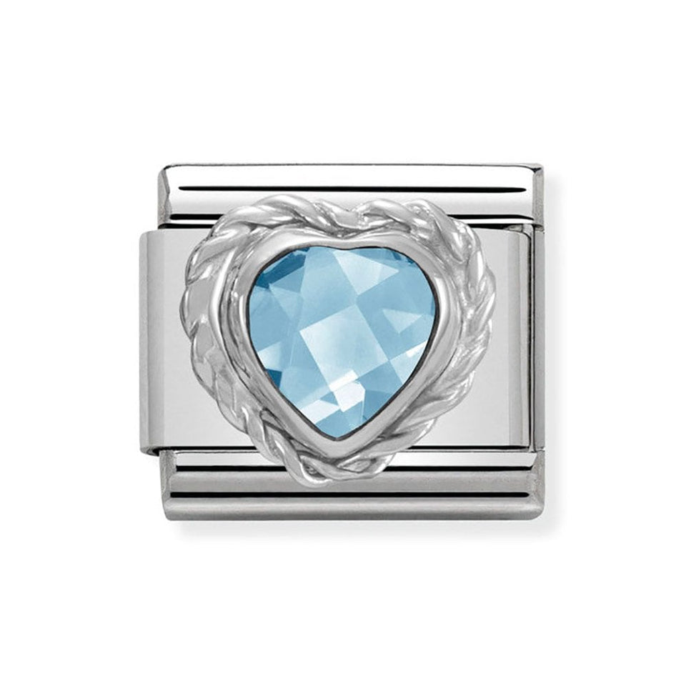 Nomination CLASSIC Silvershine Light Blue Faceted Heart Charm