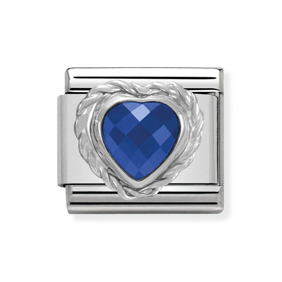 Nomination CLASSIC Silvershine Blue Faceted Heart Charm