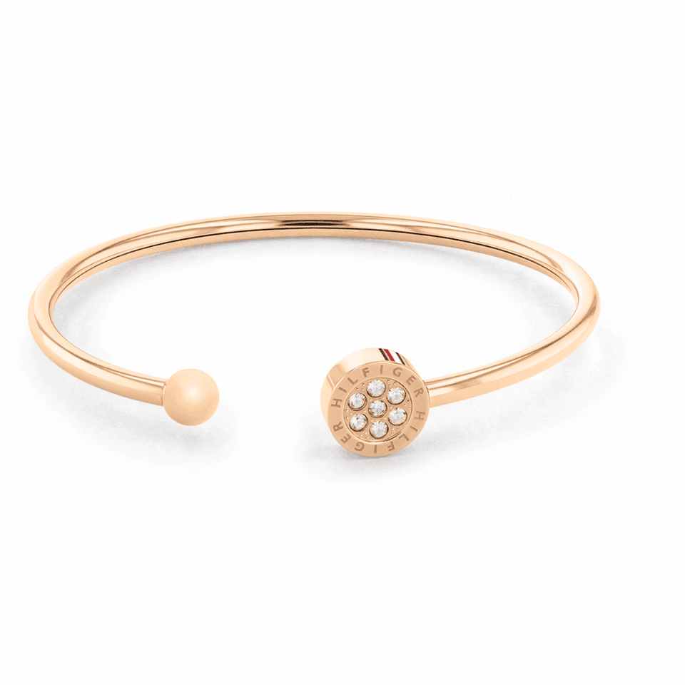 Tommy Hilfiger Ladies Crystal Rose Gold Stone Set Bangle
