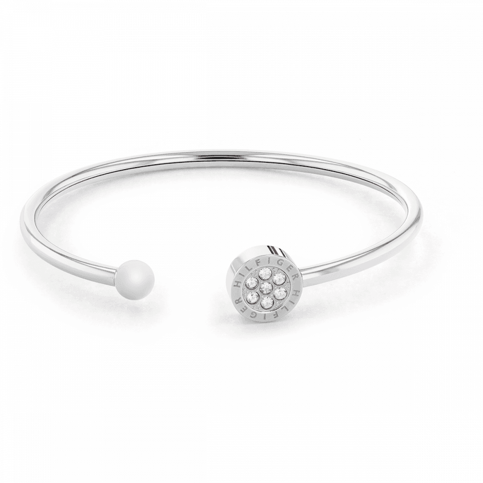 Tommy Hilfiger Ladies Crystal Stainless Steel Stone Set Bangle