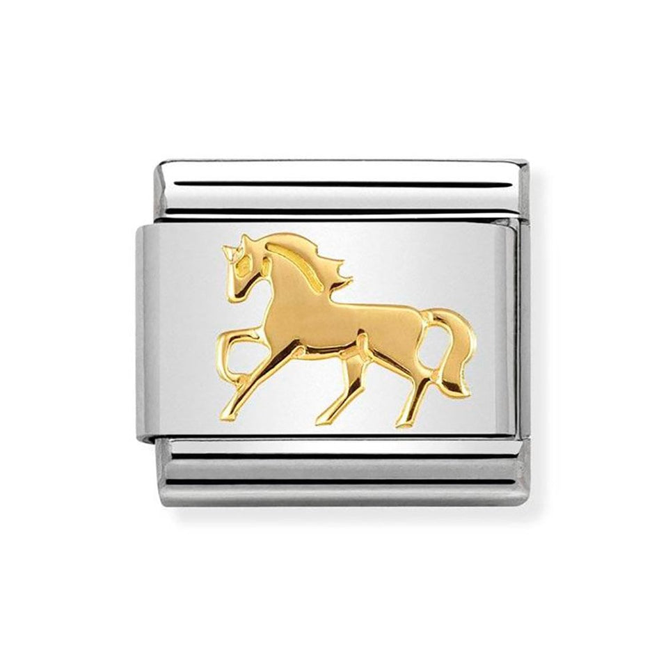 Nomination CLASSIC Gold Galloping Horse Charm