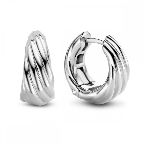 Ti Sento Ladies Twisted Sterling Silver Hoop Earrings