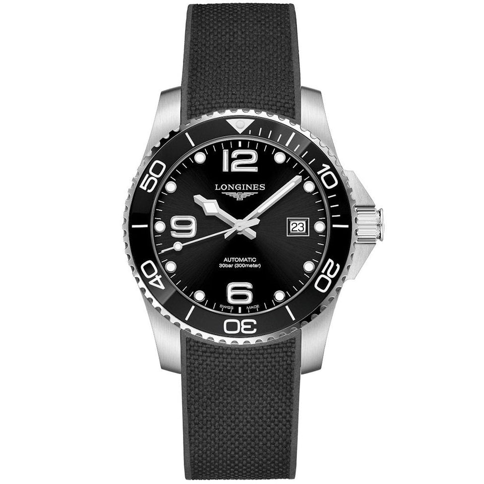 Longines HYDROCONQUEST 41mm Men's Automatic Black Ceramic Bezel Watch
