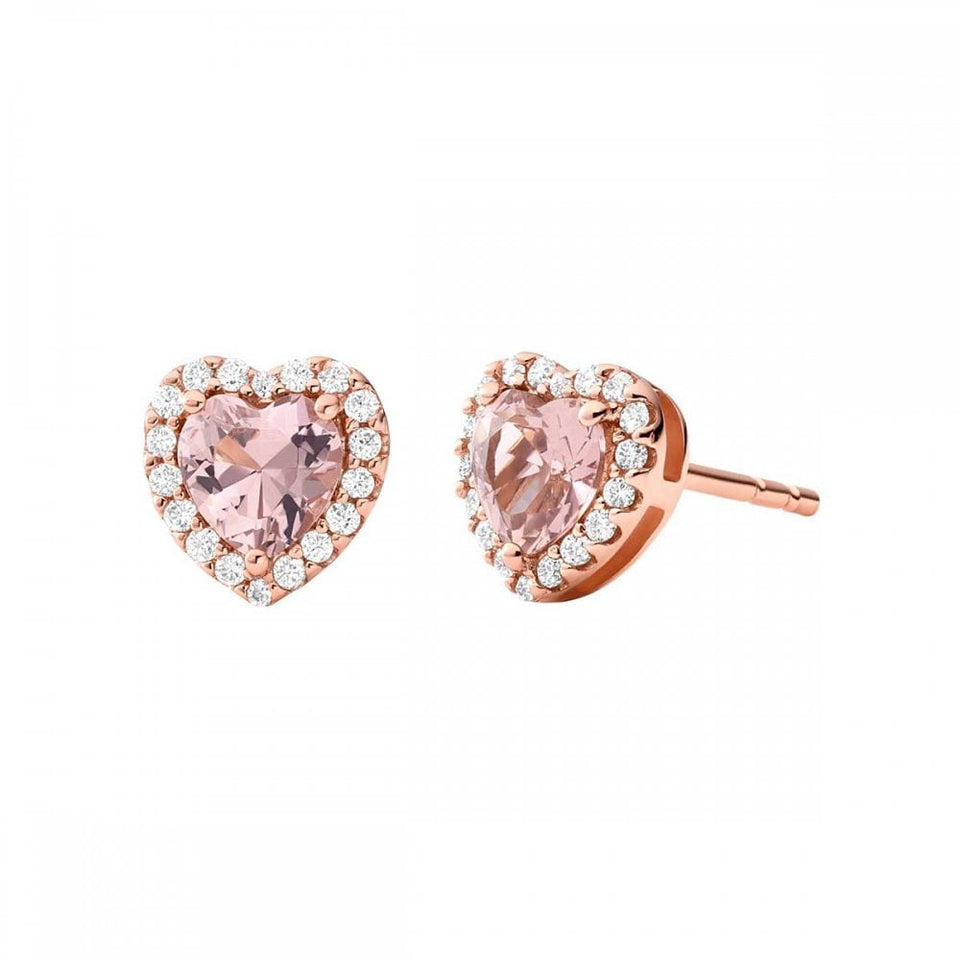 Michael Kors Ladies Premium Rose Gold Plated Heart Stud Earrings