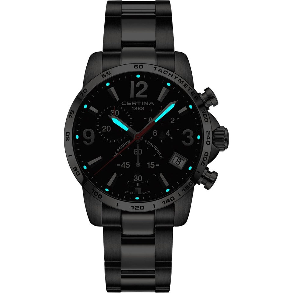 Certina DS PODIUM Chronograph 1-10 Sec 41mm Bracelet Watch | Black Dial