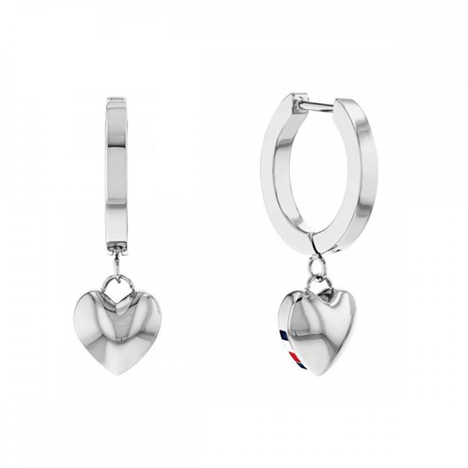 Tommy Hilfiger Ladies Hanging Hearts Stainless Steel Drop Earrings