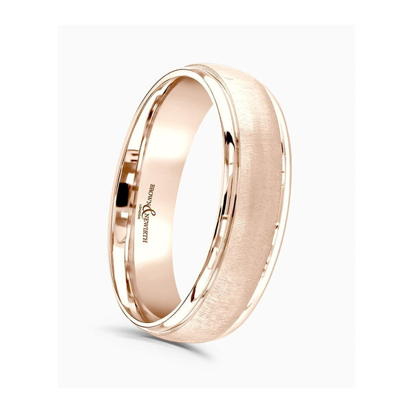 Brown & Newirth Classic Court Sand-Blasted Centre 6mm Wedding Ring