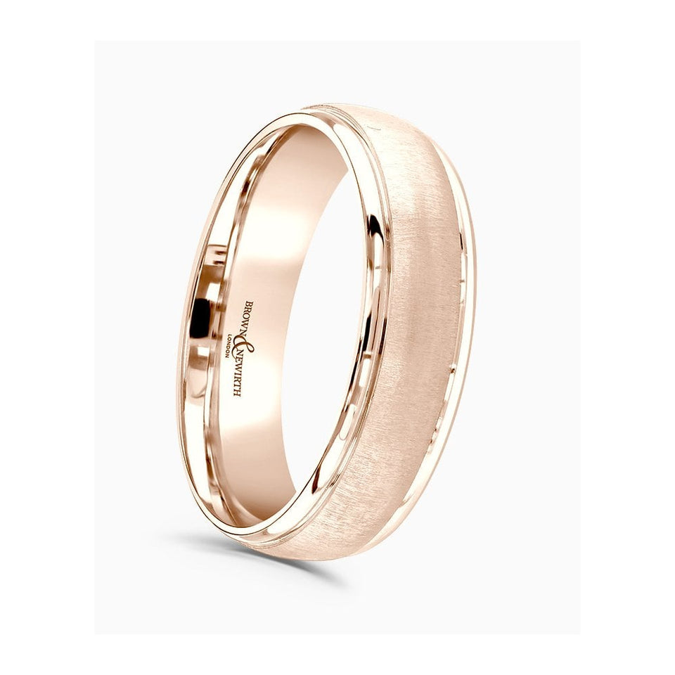 Brown & Newirth Classic Court Sand-Blasted Centre 6mm Wedding Ring