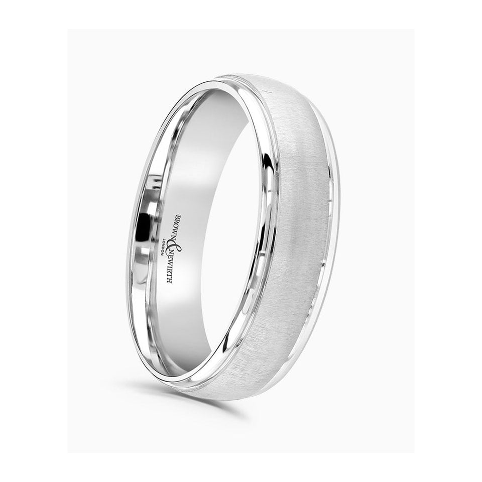 Brown & Newirth Classic Court Sand-Blasted Centre 6mm Wedding Ring