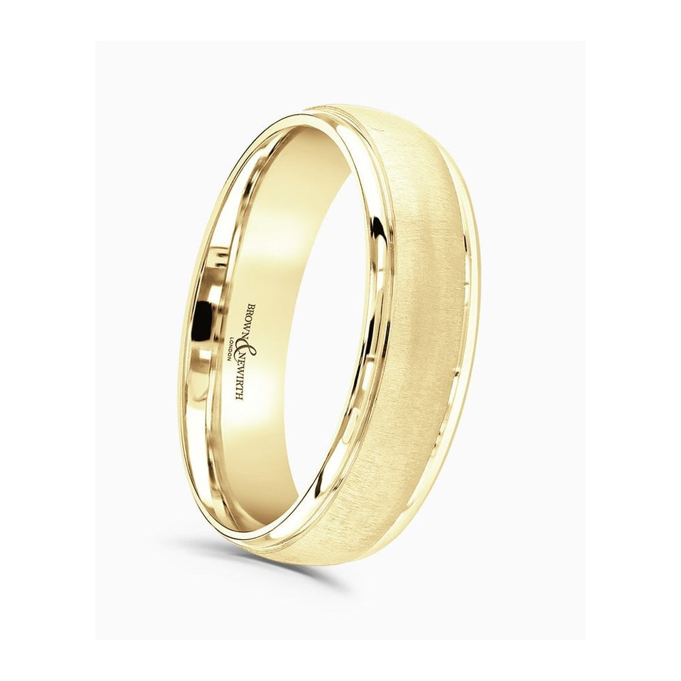 Brown & Newirth Classic Court Sand-Blasted Centre 6mm Wedding Ring