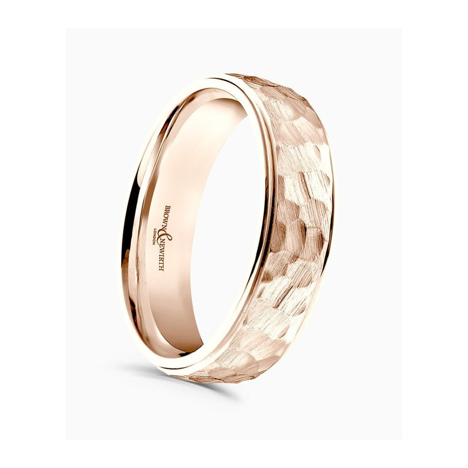 Brown & Newirth Brushed Hammered Effect 6mm Wedding Ring