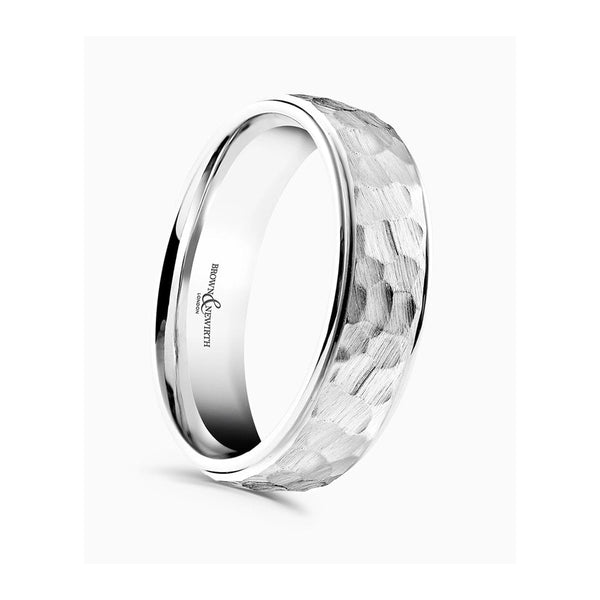 Brown & Newirth Brushed Hammered Effect 6mm Wedding Ring