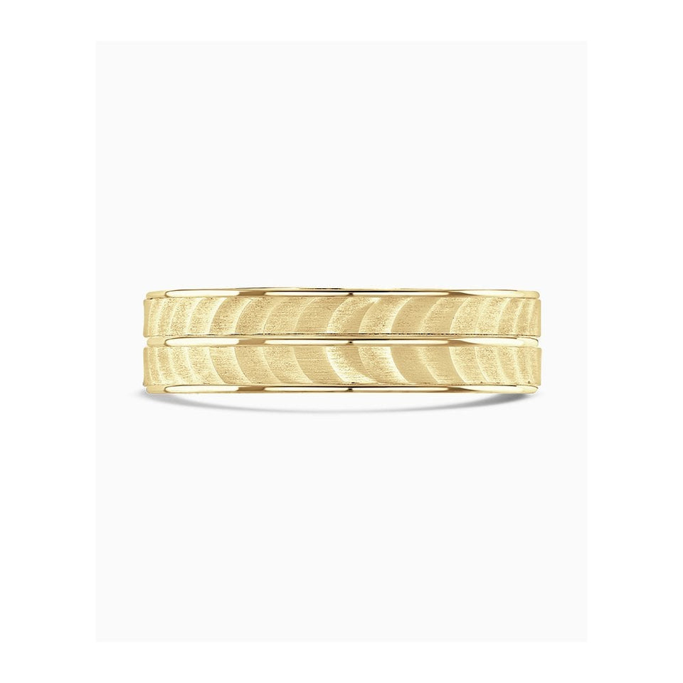 Brown & Newirth Flat Top Brushed Half Moon Centre 6mm Wedding Ring