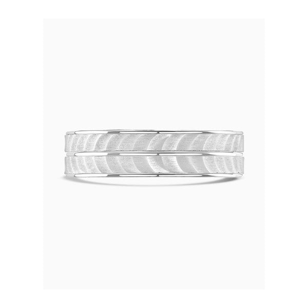 Brown & Newirth Flat Top Brushed Half Moon Centre 6mm Wedding Ring