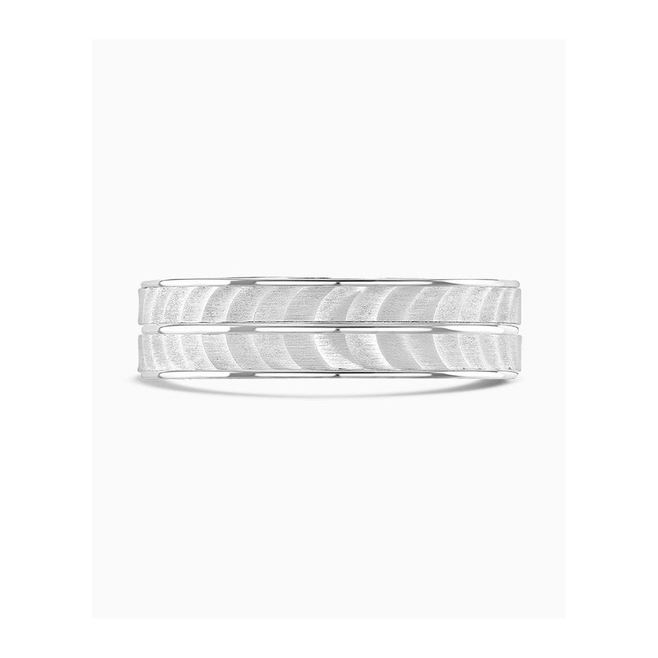 Brown & Newirth Flat Top Brushed Half Moon Centre 6mm Wedding Ring