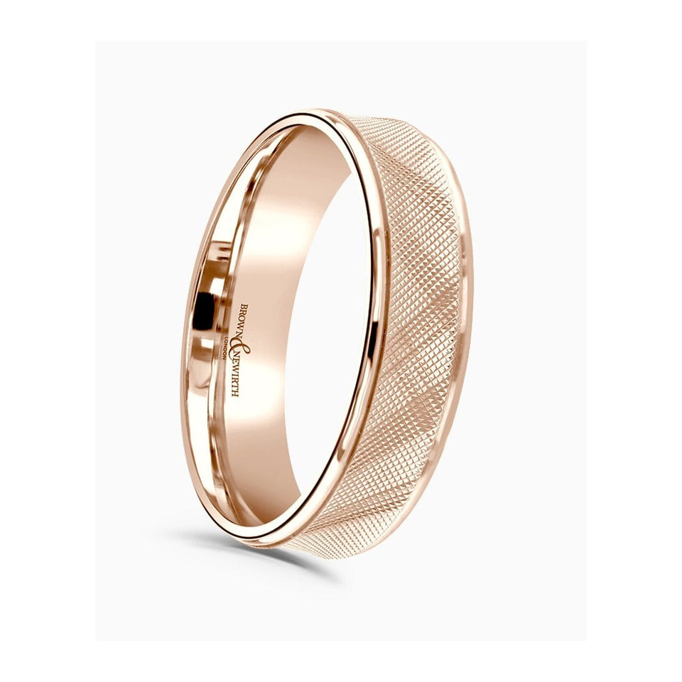 Francis & Gaye Flat Top Diagonal Lattice Pattern 6mm Wedding Ring