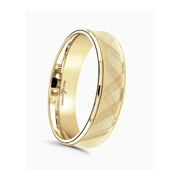 Francis & Gaye Flat Top Diagonal Lattice Pattern 6mm Wedding Ring