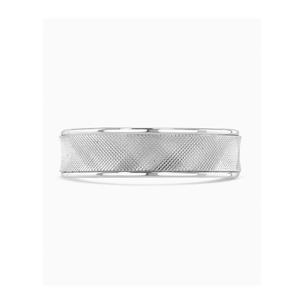 Francis & Gaye Flat Top Diagonal Lattice Pattern 6mm Wedding Ring