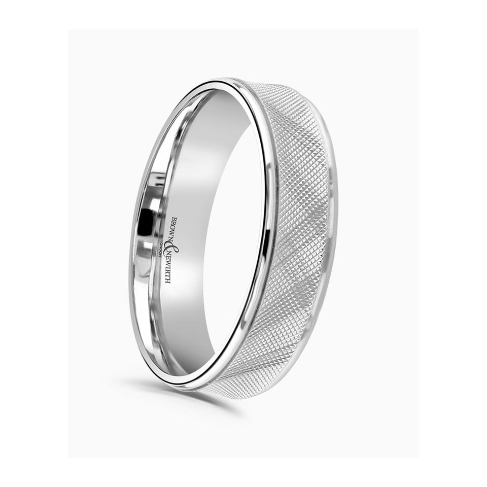 Francis & Gaye Flat Top Diagonal Lattice Pattern 6mm Wedding Ring
