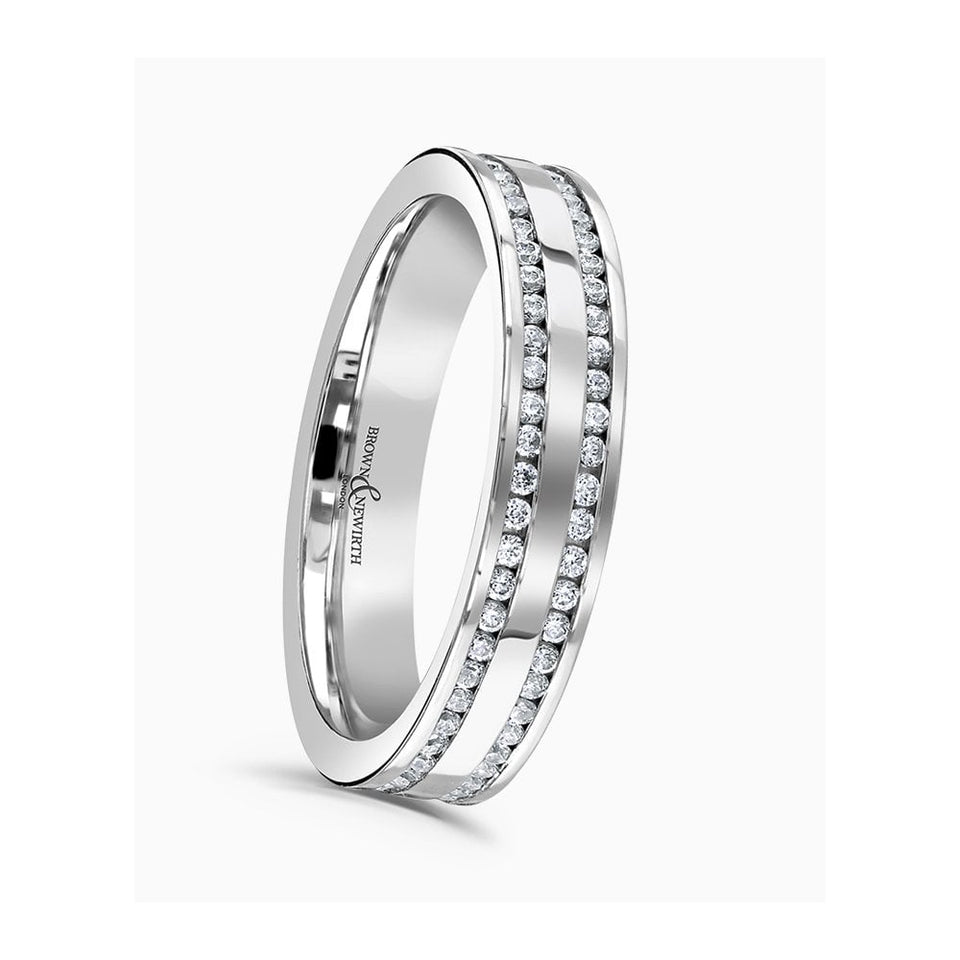 Brown & Newirth 0.56ct Double Diamond Row Wedding Ring
