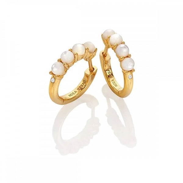 Hot Diamonds Golden Edit Calm Mother of Pearl Huggies Hoop Earrings