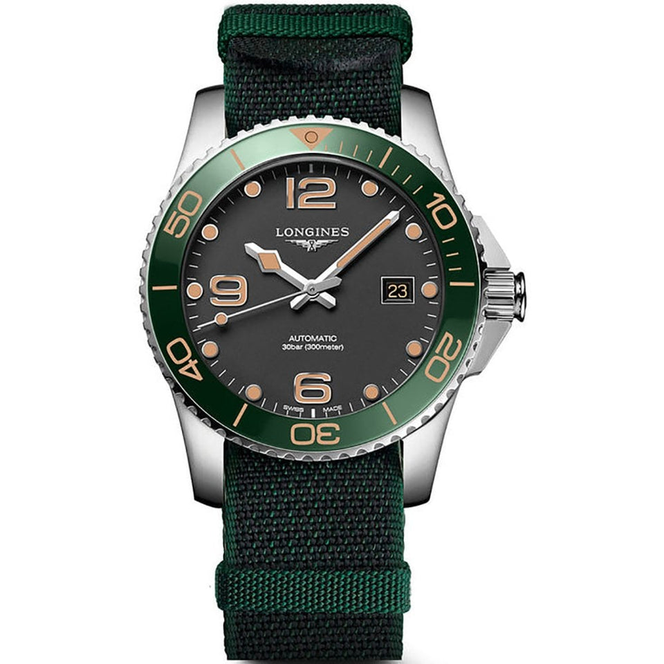 Longines HYDROCONQUEST 41mm Men's Automatic Green Ceramic Bezel Watch