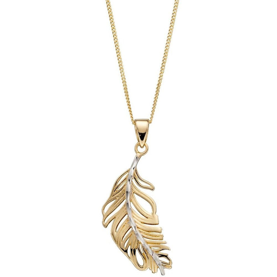 Elements Gold 9ct Yellow Gold Leaf Necklace (Chain not included)