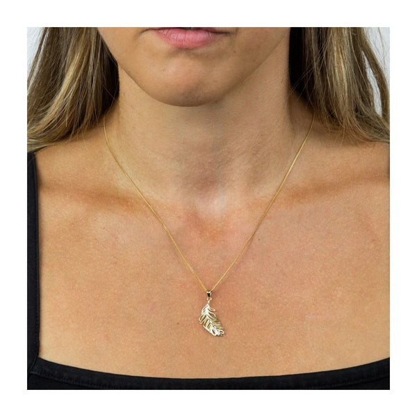 Elements Gold 9ct Yellow Gold Leaf Necklace (Chain not included)
