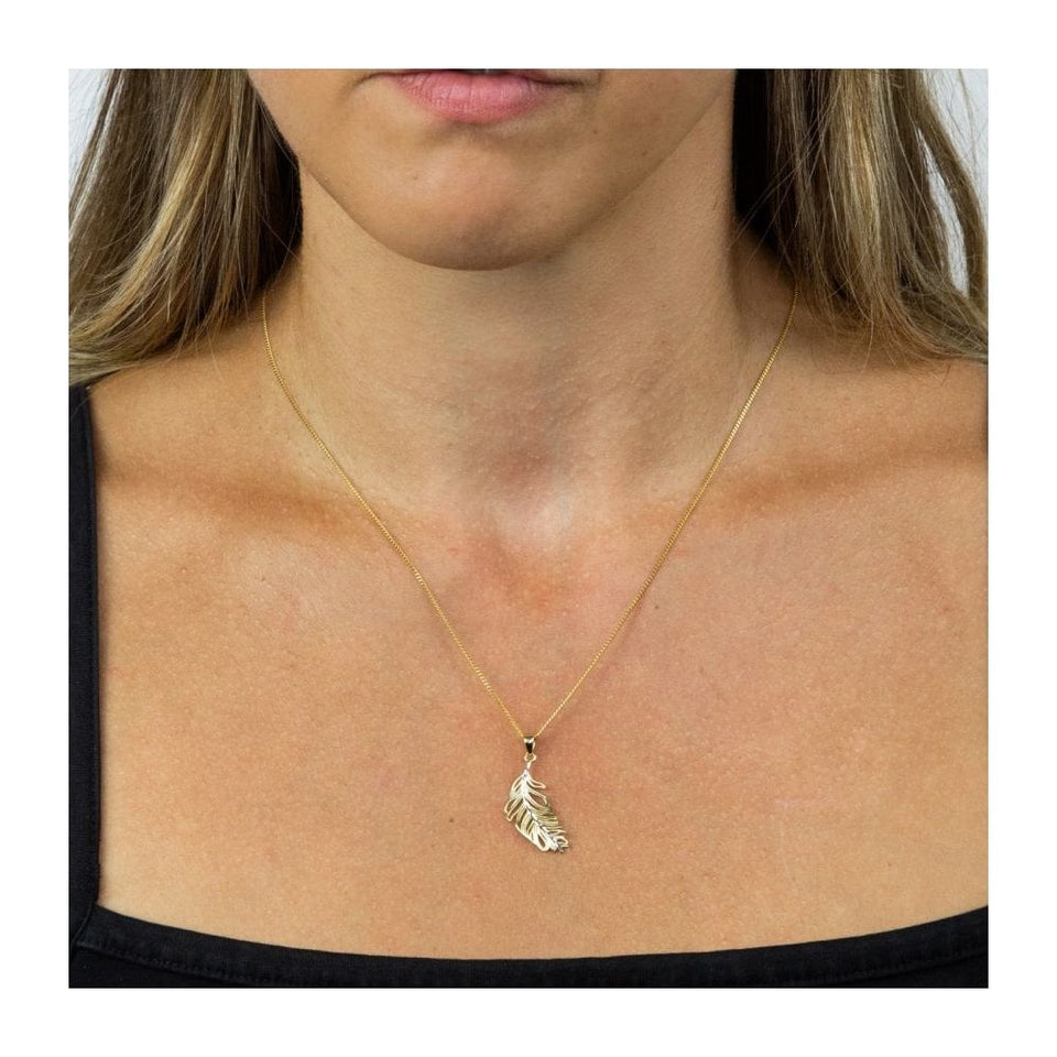 Elements Gold 9ct Yellow Gold Leaf Necklace (Chain not included)