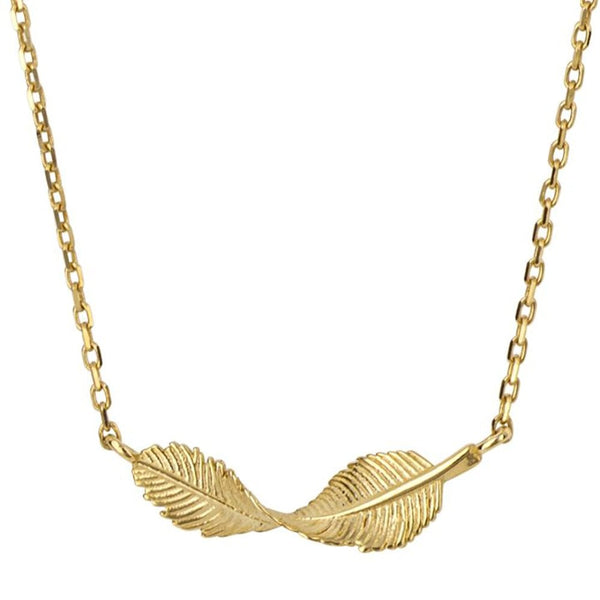 Elements Gold 9ct Yellow Gold Leaf Necklace