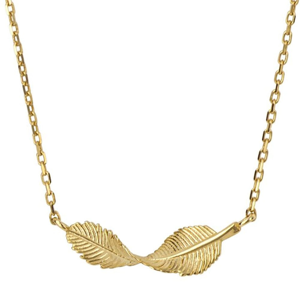 Elements Gold 9ct Yellow Gold Leaf Necklace
