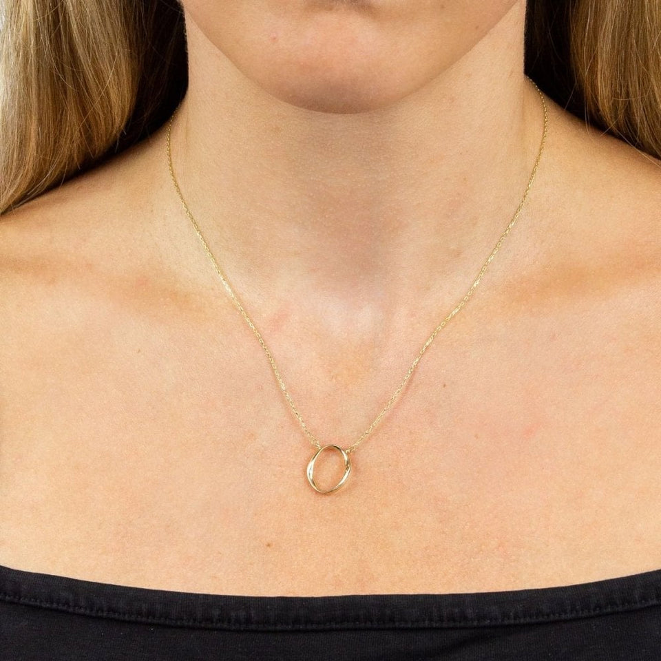 Elements Gold 9ct Yellow Gold Twisted Open Necklace